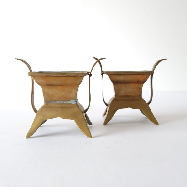 Petite Footed Brass Plant Display Planters