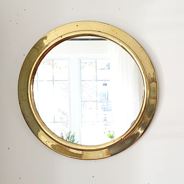 English Brass Porthole Mirror