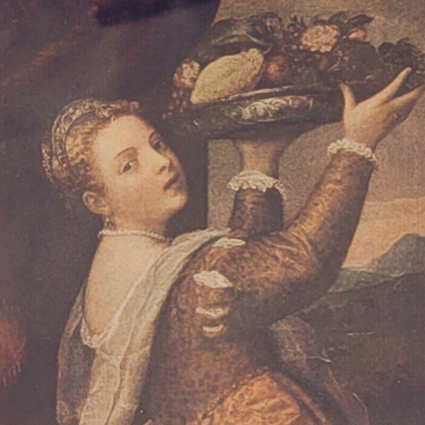 Vintage Framed Print Girl With A Platter Of Fruit By Titian