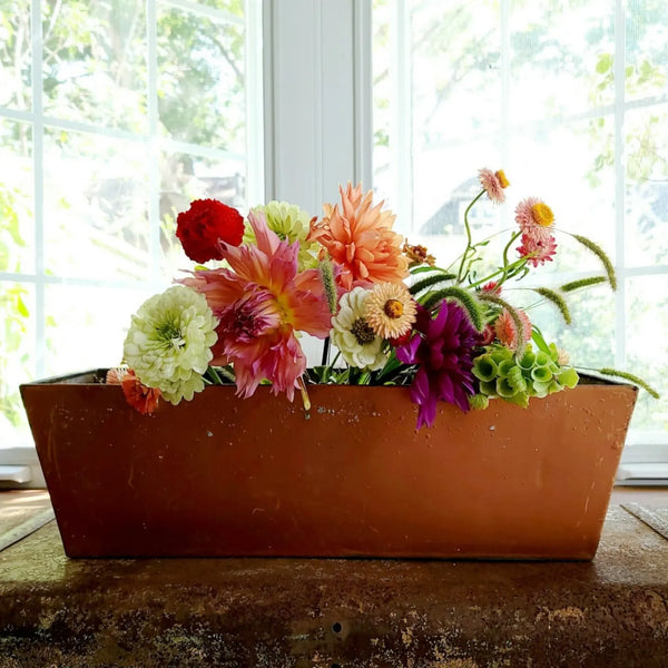 Rustic Copper Window Box Planter
