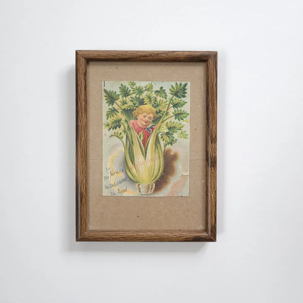 Antique Whimsical Celery Framed Trade Card