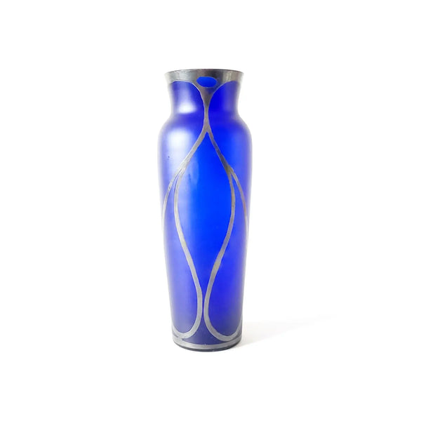 Carl Goldberg Art Nouveau Secessionist Cobalt Blue & Silver Vase