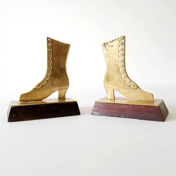 Victorian Brass Mantle Boot Decorations