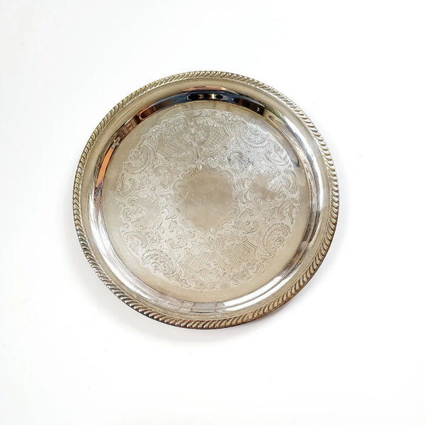 Silver Serving Tray With Gallery