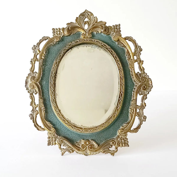 Victorian Brass & Verdigris Tabletop Mirror