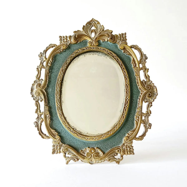 Victorian Brass & Verdigris Tabletop Mirror