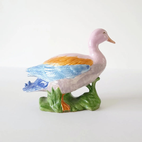 Decorative Bisque Ceramic Painted Duck Pair
