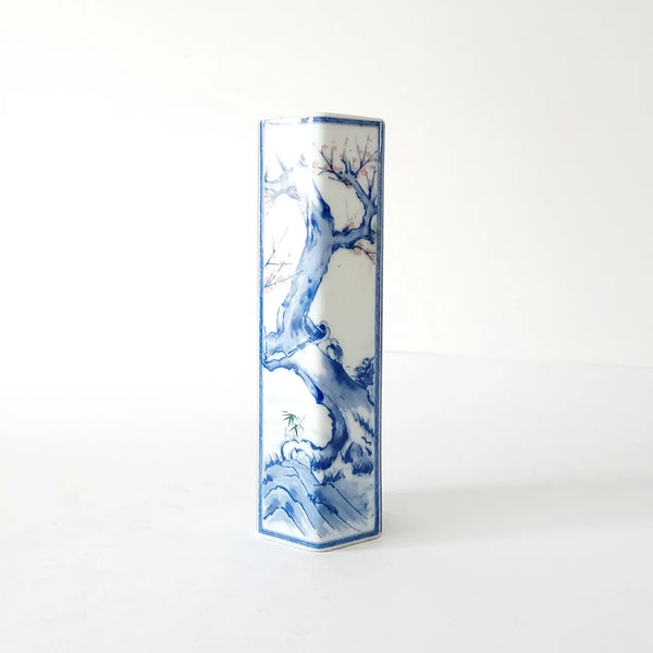 Blue & White Vintage Octagonal Japanese Vase