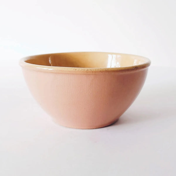 Dusty Pink Stoneware Yellowware Mixing Bowl