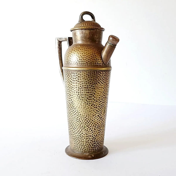 Hammered Brass & Silver Cocktail Shaker