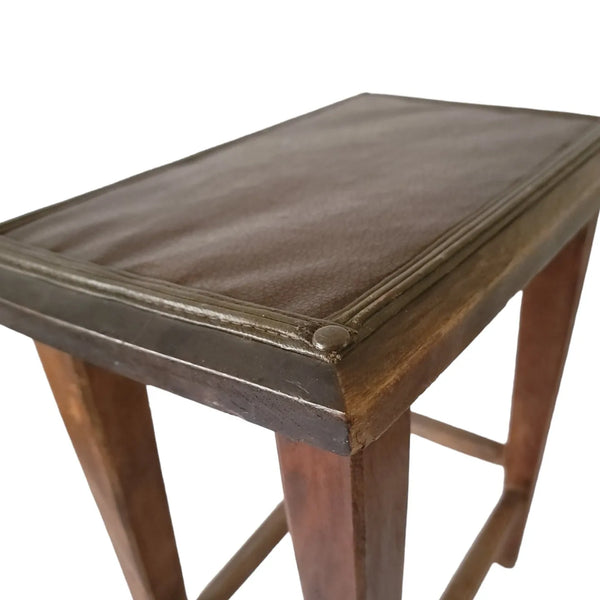 Side Table Stool With Leather Top