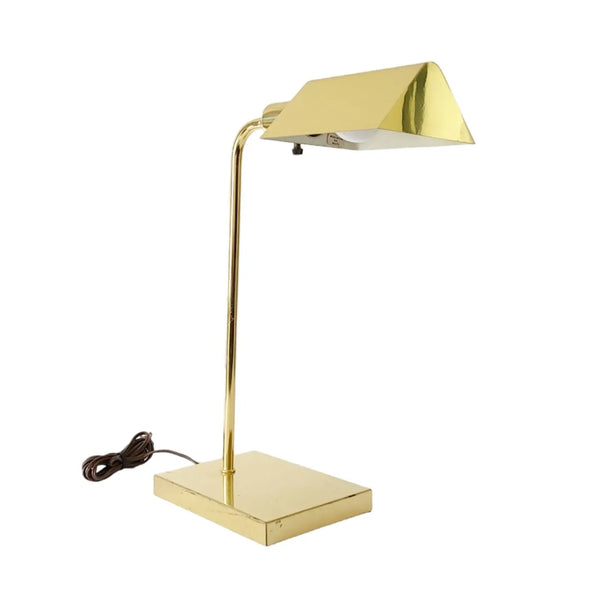 Mid-Century Brass Modernist Task Desk Table Lamp