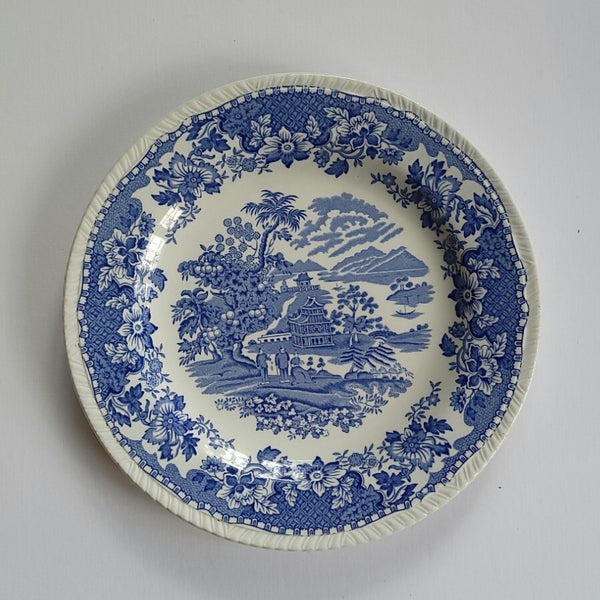 Enoch Woods Blue & White Transferware Chinoiserie Plates