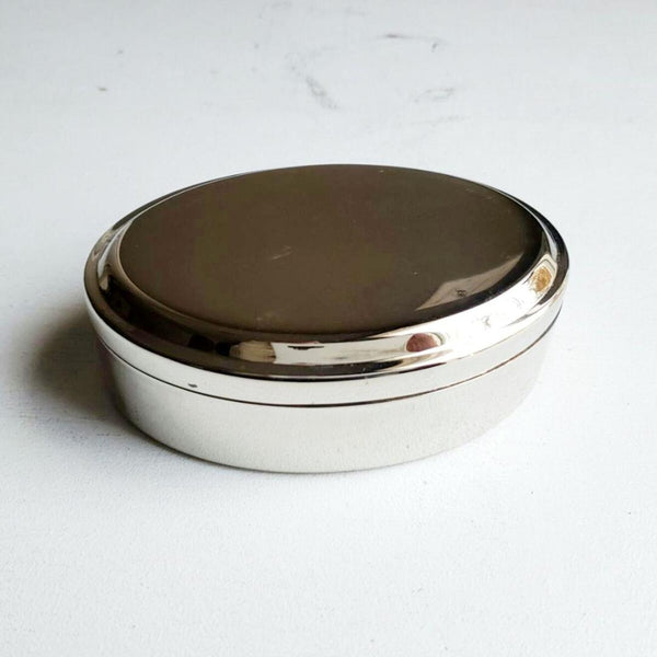 Small Silver Oval Trinket Box